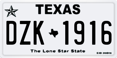 TX license plate DZK1916
