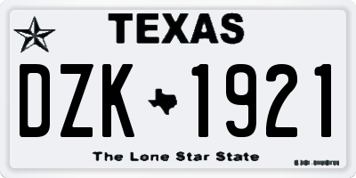 TX license plate DZK1921
