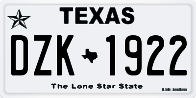 TX license plate DZK1922