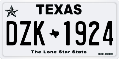 TX license plate DZK1924