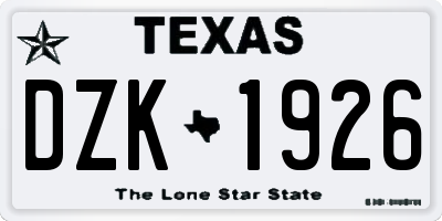 TX license plate DZK1926