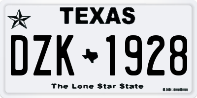 TX license plate DZK1928