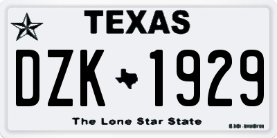 TX license plate DZK1929