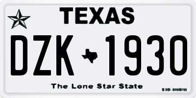 TX license plate DZK1930