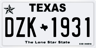 TX license plate DZK1931