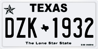 TX license plate DZK1932