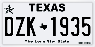TX license plate DZK1935