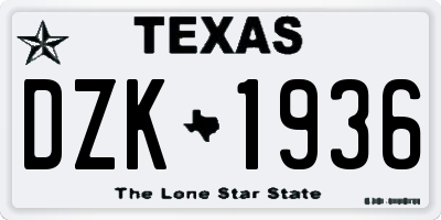 TX license plate DZK1936