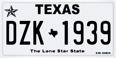 TX license plate DZK1939