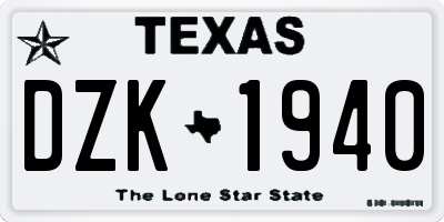 TX license plate DZK1940