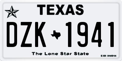 TX license plate DZK1941