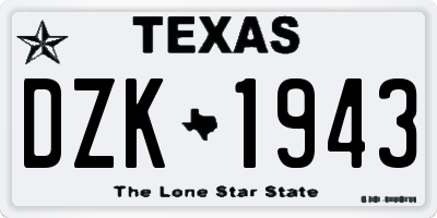 TX license plate DZK1943