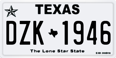 TX license plate DZK1946