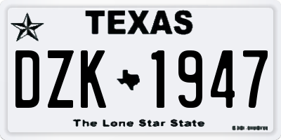 TX license plate DZK1947