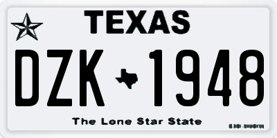 TX license plate DZK1948