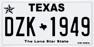TX license plate DZK1949