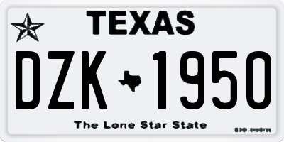 TX license plate DZK1950