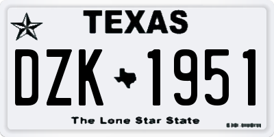 TX license plate DZK1951
