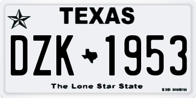TX license plate DZK1953