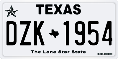 TX license plate DZK1954