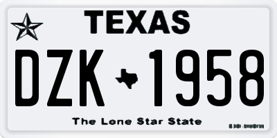 TX license plate DZK1958