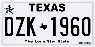 TX license plate DZK1960