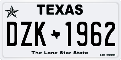 TX license plate DZK1962