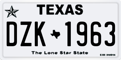 TX license plate DZK1963