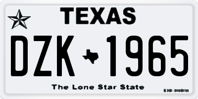 TX license plate DZK1965