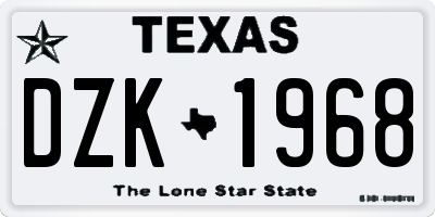 TX license plate DZK1968