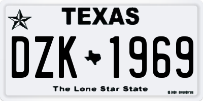 TX license plate DZK1969