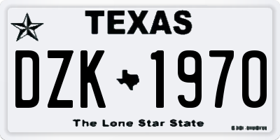 TX license plate DZK1970