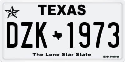 TX license plate DZK1973