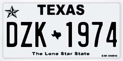 TX license plate DZK1974