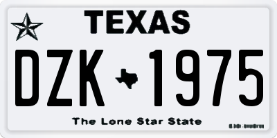 TX license plate DZK1975