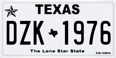 TX license plate DZK1976