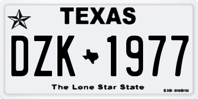 TX license plate DZK1977