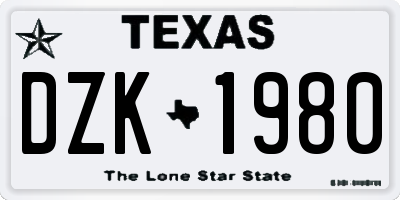 TX license plate DZK1980