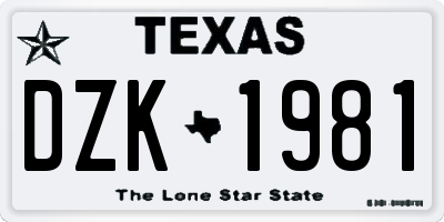 TX license plate DZK1981