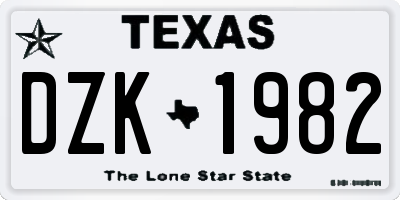 TX license plate DZK1982