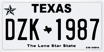 TX license plate DZK1987