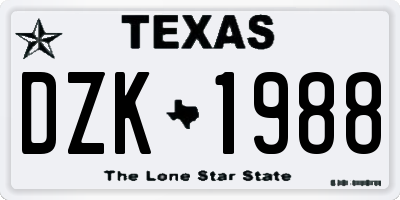 TX license plate DZK1988