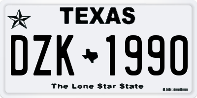 TX license plate DZK1990