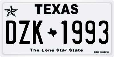 TX license plate DZK1993