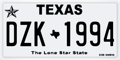 TX license plate DZK1994