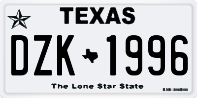TX license plate DZK1996