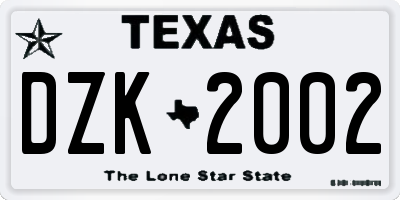 TX license plate DZK2002
