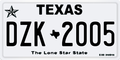 TX license plate DZK2005