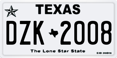 TX license plate DZK2008