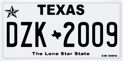 TX license plate DZK2009